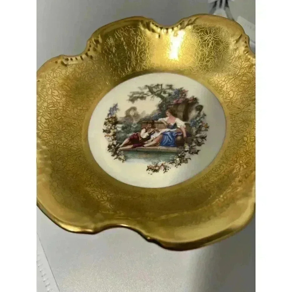 vintage pickard china gold Encrusted Tazza Hand Painted Victorian - Picture 2 of 7